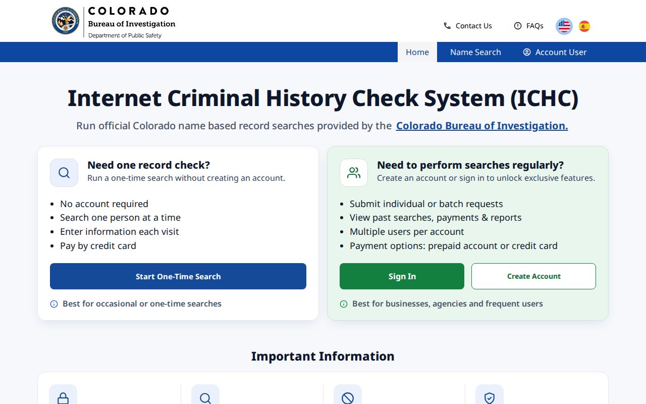 Larimer County criminal history search through Colorado ICHC