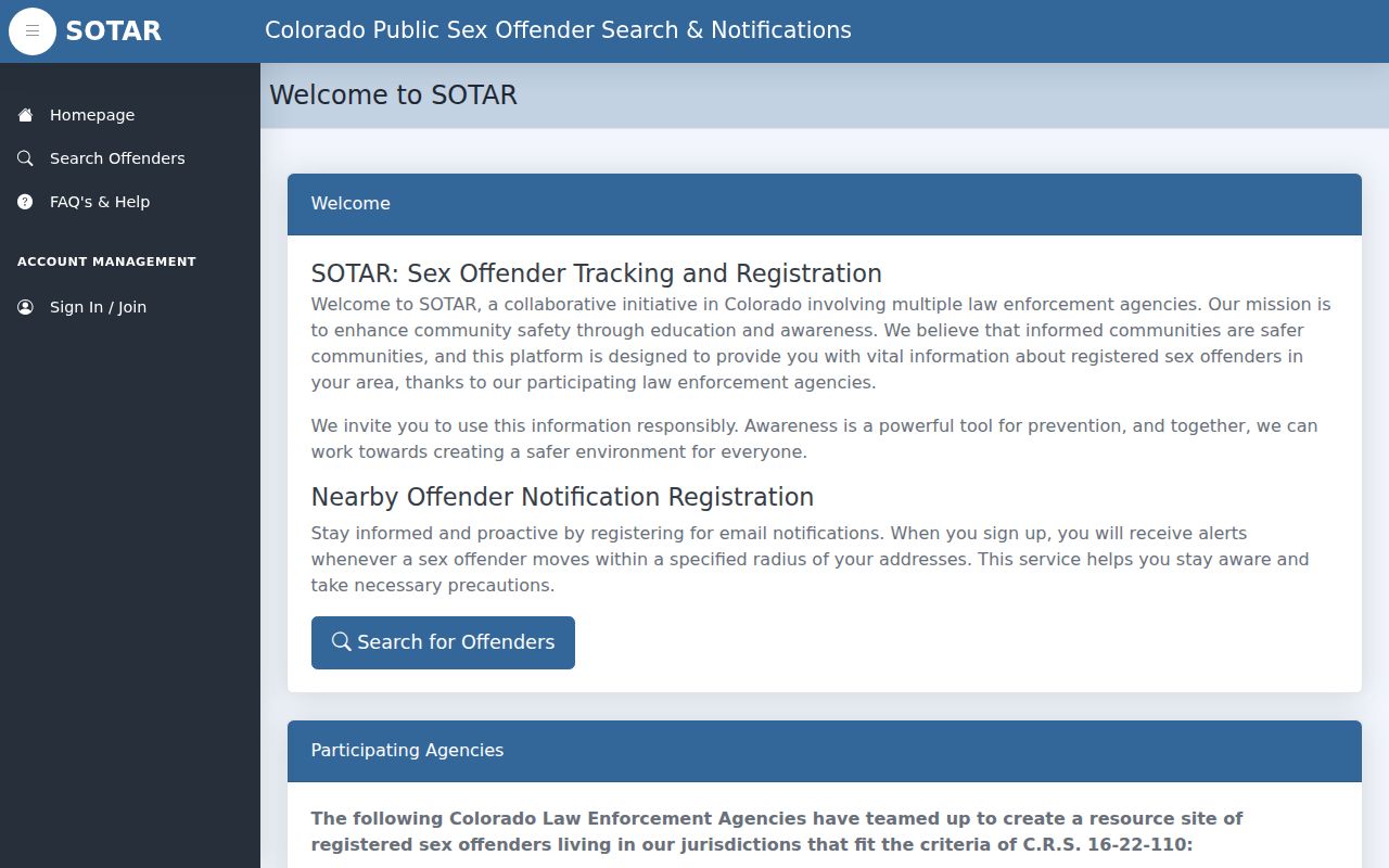 Colorado sex offender registry search for Larimer County records